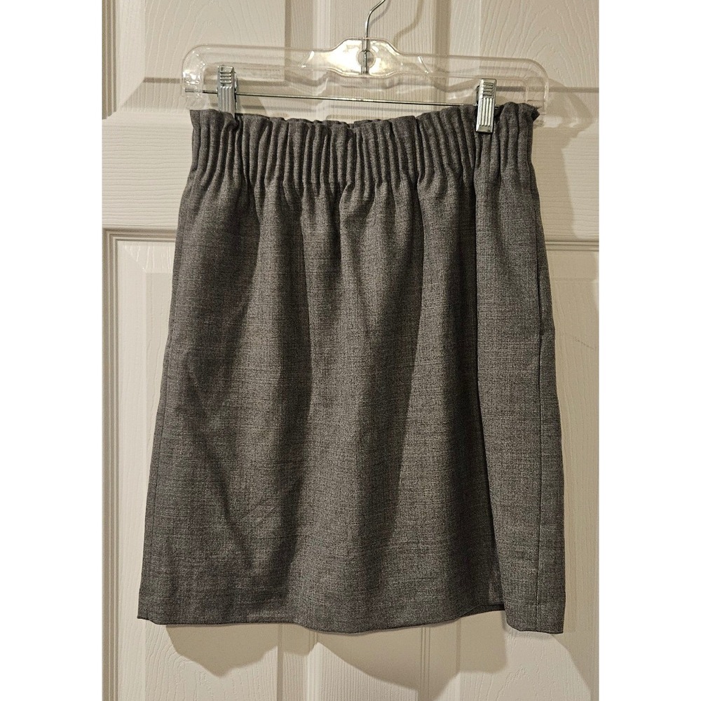 J Crew Wool Blend Sidewalk Skirt 0 Heather Pewter Elastic Waist NWT Paperbag‎